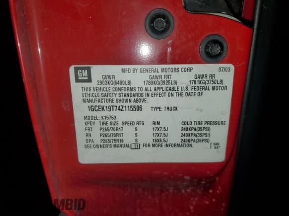 ✅ 2004 Chevrolet Silverado 1500 Z71 • VIN: 1GCEK19T74Z115506 • Лот: 76238384. Опубликован ранее на Copart с пробегом Не указан. Бесплатный доступ к архиву аукционных продаж из США и подробный отчёт об истории автомобиля на DreamBid. Изображение 13.