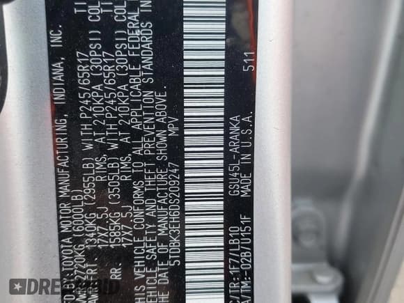 ✅ 2013 Toyota Highlander Plus • VIN: 5TDBK3EH6DS209247 • Лот: 93671325. Опубликован ранее на Copart с пробегом 140 610 миль. Бесплатный доступ к архиву аукционных продаж из США и подробный отчёт об истории автомобиля на DreamBid. Изображение 13.