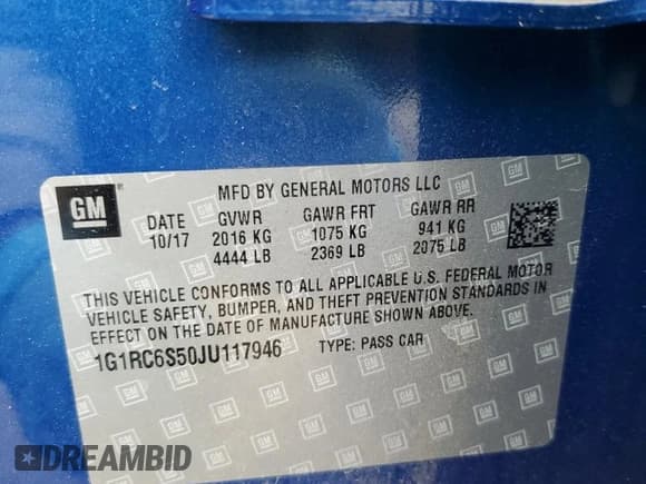 ✅ 2018 Chevrolet Volt LT • VIN: 1G1RC6S50JU117946 • Лот: 50890814. Опубликован ранее на Copart с пробегом 77 162 миль. Бесплатный доступ к архиву аукционных продаж из США и подробный отчёт об истории автомобиля на DreamBid. Изображение 12.