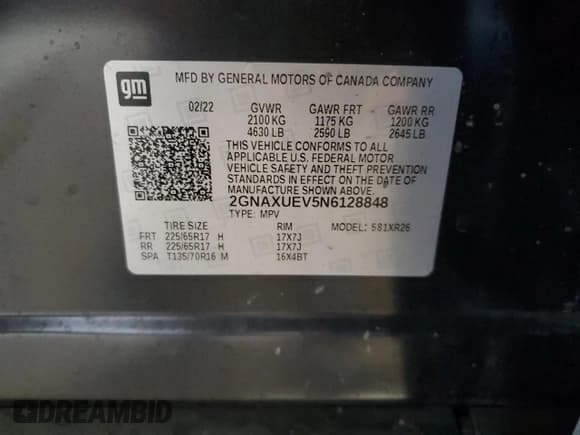 ✅ 2022 Chevrolet Equinox LT • VIN: 2GNAXUEV5N6128848 • Lot: 86069975. Wystawiony na Copart z przebiegiem 67 722 mil. Bezpłatny archiwum sprzedaży aukcyjnych z USA i szczegółowy raport historii pojazdu na DreamBid. Zdjęcie 14.