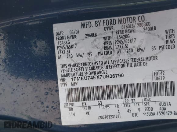 ✅ 2007 Ford Explorer Eddie Bauer • VIN: 1FMEU74EX7UB36790 • Lot: 42370176. Wystawiony na IAAI z przebiegiem 178 660 mil. Bezpłatny archiwum sprzedaży aukcyjnych z USA i szczegółowy raport historii pojazdu na DreamBid. Zdjęcie 9.
