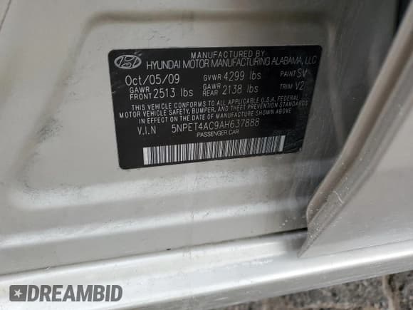 ✅ 2010 Hyundai Sonata GLS • VIN: 5NPET4AC9AH637888 • Лот: 78820394. Опубликован ранее на Copart с пробегом 228 718 миль. Бесплатный доступ к архиву аукционных продаж из США и подробный отчёт об истории автомобиля на DreamBid. Изображение 12.