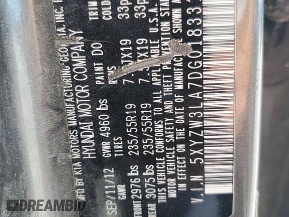 2013 Hyundai Santa Fe Sport z VIN 5XYZW3LA7DG018331, wystawiony jako Copart lot #71553515 z przebiegiem 167 442 mil mil oraz Szkoda całkowita • Salvage title. Historia ofert i sprzedaży dostępna na DreamBid. Obrazek 14.