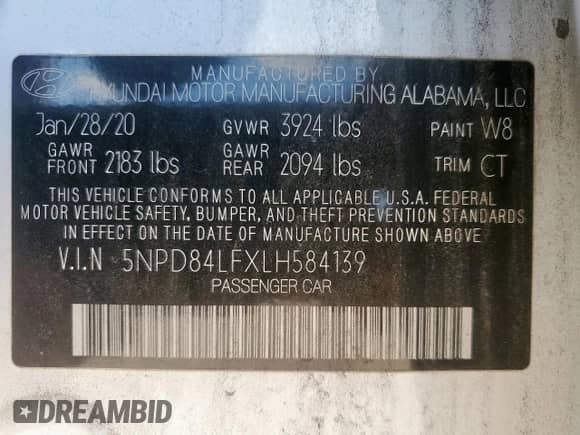 2020 Hyundai Elantra SEL с VIN 5NPD84LFXLH584139, выставлен на аукционе Copart как лот 71121325 с пробегом 104 714 миль миль и Списание • Salvage title. История ставок и продаж доступна на DreamBid. Изображение 13.