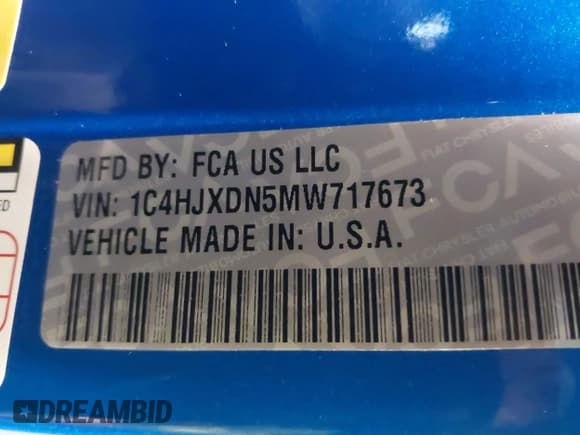 ✅ 2021 Jeep Wrangler Unlimited Sport S • VIN: 1C4HJXDN5MW717673 • Lot: 42210527. Wystawiony na IAAI z przebiegiem 35 635 mil. Bezpłatny archiwum sprzedaży aukcyjnych z USA i szczegółowy raport historii pojazdu na DreamBid. Zdjęcie 9.