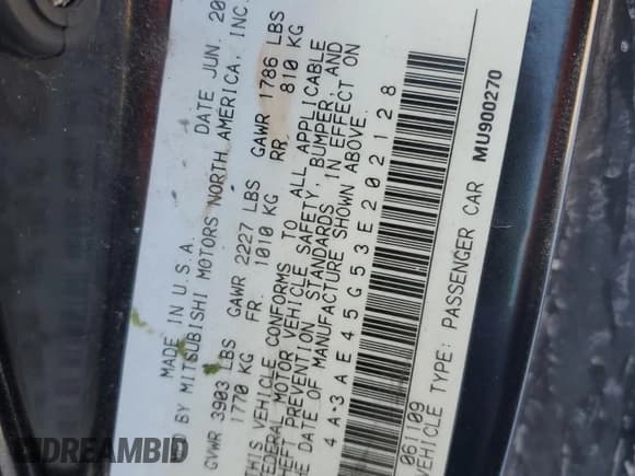 ✅ 2003 Mitsubishi Eclipse GS • VIN: 4A3AE45G53E202128 • Lot: 88744305. Wystawiony na Copart z przebiegiem 85 506 mil. Bezpłatny archiwum sprzedaży aukcyjnych z USA i szczegółowy raport historii pojazdu na DreamBid. Zdjęcie 12.