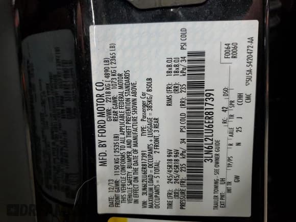 ✅ 2014 Lincoln MKZ Hybrid • VIN: 3LN6L2LU6ER817391 • Lot: 91230165. Wystawiony na Copart z przebiegiem 130 725 mil. Bezpłatny archiwum sprzedaży aukcyjnych z USA i szczegółowy raport historii pojazdu na DreamBid. Zdjęcie 13.