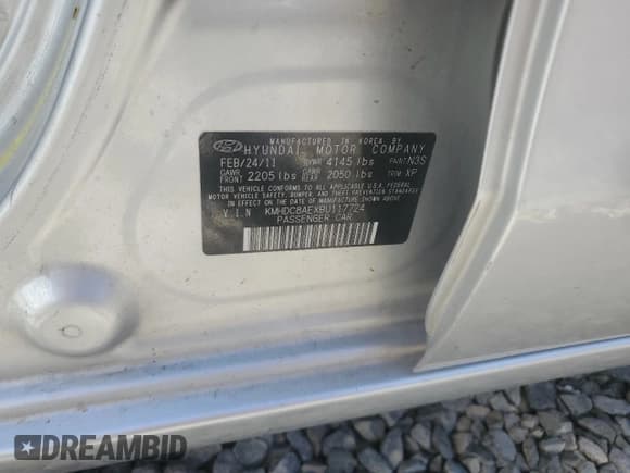 ✅ 2011 Hyundai Elantra SE • VIN: KMHDC8AEXBU117724 • Lot: 65082595. Listed on Copart with 151,558 mi. Free auction sales archive from the USA and detailed vehicle history report at DreamBid. Image 12.