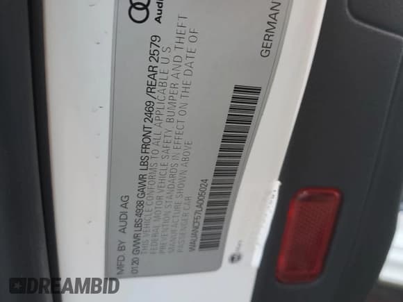 ✅ 2020 Audi A5 Sportback Premium • VIN: WAUANCF57LA005024 • Lot: 87266845. Listed on Copart with 69,104 mi. Free auction sales archive from the USA and detailed vehicle history report at DreamBid. Image 13.