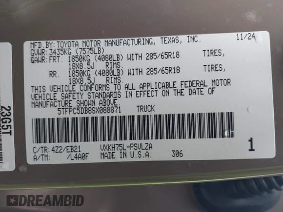 ✅ 2025 Toyota Tundra TRD Pro Hybrid • VIN: 5TFPC5DB8SX088871 • Lot: 42997428. Wystawiony na IAAI z przebiegiem 1 767 mil. Bezpłatny archiwum sprzedaży aukcyjnych z USA i szczegółowy raport historii pojazdu na DreamBid. Zdjęcie 9.