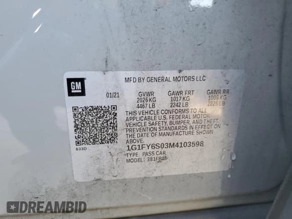 ✅ 2021 Chevrolet Bolt EV LT • VIN: 1G1FY6S03M4103598 • Lot: 43211495. Wystawiony na Copart z przebiegiem 48 809 mil. Bezpłatny archiwum sprzedaży aukcyjnych z USA i szczegółowy raport historii pojazdu na DreamBid. Zdjęcie 12.