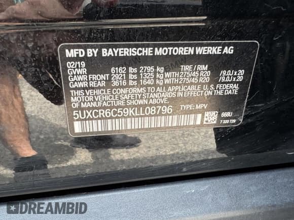 ✅ 2019 BMW X5 xDrive40i • VIN: 5UXCR6C59KLL08796 • Лот: 65075185. Опубликован ранее на Copart с пробегом 140 088 миль. Бесплатный доступ к архиву аукционных продаж из США и подробный отчёт об истории автомобиля на DreamBid. Изображение 11.