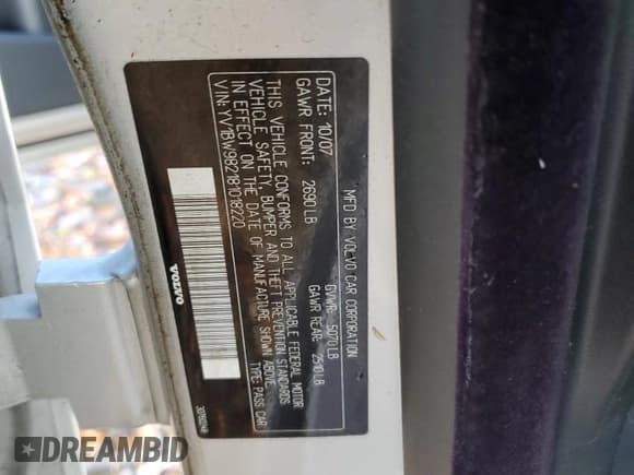 ✅ 2008 Volvo V70 • VIN: YV1BW982181018220 • Лот: 81312824. Опубликован ранее на Copart с пробегом Не указан. Бесплатный доступ к архиву аукционных продаж из США и подробный отчёт об истории автомобиля на DreamBid. Изображение 12.