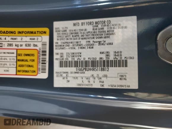 ✅ 2024 Ford Mustang EcoBoost Premium • VIN: 1FAGP8UH4R5118812 • Lot: 91237965. Listed on Copart with 10,682 mi. Free auction sales archive from the USA and detailed vehicle history report at DreamBid. Image 13.