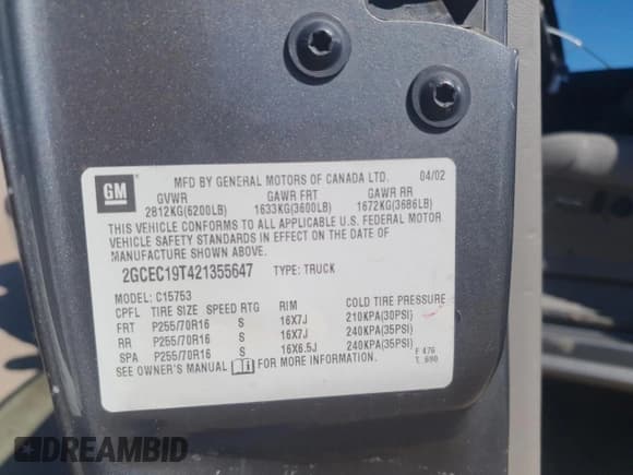 ✅ 2002 Chevrolet Silverado 1500 LT • VIN: 2GCEC19T421355647 • Lot: 85381495. Wystawiony na Copart z przebiegiem 170 288 mil. Bezpłatny archiwum sprzedaży aukcyjnych z USA i szczegółowy raport historii pojazdu na DreamBid. Zdjęcie 12.
