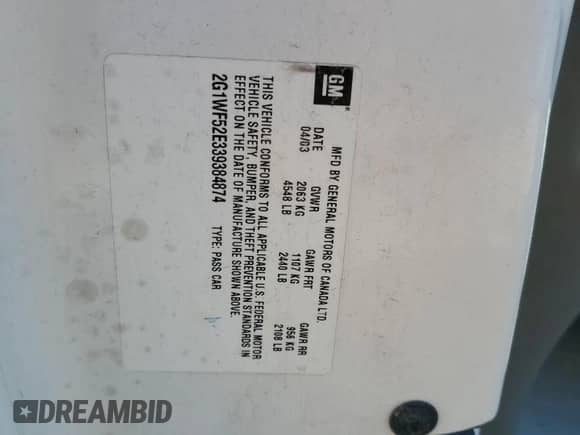 2003 Chevrolet Impala с VIN 2G1WF52E339384874, выставлен на аукционе Copart как лот 79343774 с пробегом 240 932 миль миль и Чистый • Clean title. История ставок и продаж доступна на DreamBid. Изображение 12.