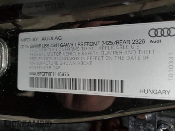 ✅ 2015 Audi S3 Premium Plus • VIN: WAUBFGFF6F1115875 • Лот: 84928384. Опубликован ранее на Copart с пробегом 144 846 миль. Бесплатный доступ к архиву аукционных продаж из США и подробный отчёт об истории автомобиля на DreamBid. Изображение 13.