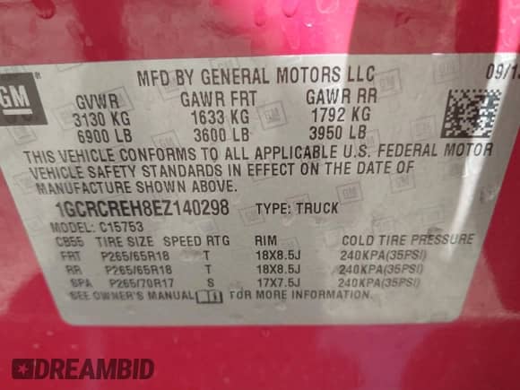 2014 Chevrolet Silverado 1500 LT with VIN 1GCRCREH8EZ140298, listed as a IAAI auction lot 42584544 with 74,767 mi miles and . Bid and sale history available at DreamBid. Image 9.