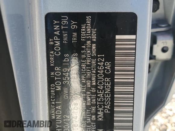 ✅ 2012 Hyundai Accent GS • VIN: KMHCT5AE4CU046421 • Лот: 74517334. Опубликован ранее на Copart с пробегом 50 525 миль. Бесплатный доступ к архиву аукционных продаж из США и подробный отчёт об истории автомобиля на DreamBid. Изображение 13.