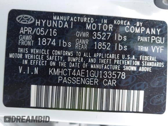 ✅ 2016 Hyundai Accent SE • VIN: KMHCT4AE1GU133578 • Lot: 42111547. Wystawiony na IAAI z przebiegiem 110 590 mil. Bezpłatny archiwum sprzedaży aukcyjnych z USA i szczegółowy raport historii pojazdu na DreamBid. Zdjęcie 9.