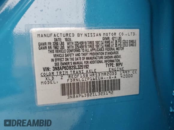 ✅ 2025 Nissan Kicks SR • VIN: 3N8AP6DB2SL325192 • Lot: 90521525. Listed on Copart with 7,004 mi. Free auction sales archive from the USA and detailed vehicle history report at DreamBid. Image 13.