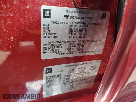 ✅ 2020 Chevrolet Silverado 1500 Custom • VIN: 1GCRWBEK4LZ270571 • Lot: 56644385. Wystawiony na Copart z przebiegiem 22 386 mil. Bezpłatny archiwum sprzedaży aukcyjnych z USA i szczegółowy raport historii pojazdu na DreamBid. Zdjęcie 13.