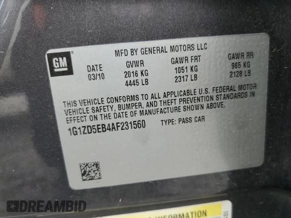 ✅ 2010 Chevrolet Malibu 2LT • VIN: 1G1ZD5EB4AF231560 • Lot: 72689294. Listed on Copart with 181,132 mi. Free auction sales archive from the USA and detailed vehicle history report at DreamBid. Image 13.