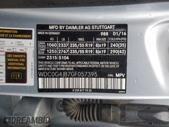 ✅ 2016 Mercedes-Benz GLC 300 • VIN: WDC0G4JB7GF057395 • Lot: 90080155. Listed on Copart with 98,374 mi. Free auction sales archive from the USA and detailed vehicle history report at DreamBid. Image 13.