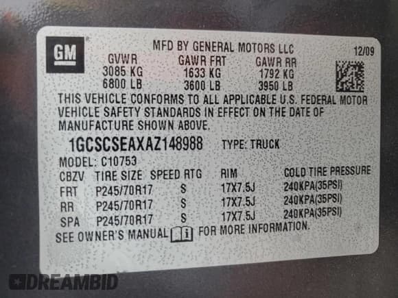 ✅ 2010 Chevrolet Silverado 1500 LT • VIN: 1GCSCSEAXAZ148988 • Lot: 82663464. Wystawiony na Copart z przebiegiem 160 829 mil. Bezpłatny archiwum sprzedaży aukcyjnych z USA i szczegółowy raport historii pojazdu na DreamBid. Zdjęcie 12.