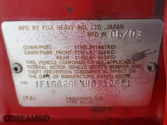 ✅ 2004 Subaru Impreza WRX Special Sports • VIN: JF1GG296X4G812521 • Lot: 91398625. Wystawiony na Copart z przebiegiem 186 667 mil. Bezpłatny archiwum sprzedaży aukcyjnych z USA i szczegółowy raport historii pojazdu na DreamBid. Zdjęcie 12.