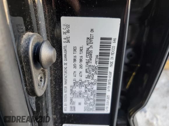 ✅ 2022 Toyota Tacoma TRD Sport • VIN: 3TYCZ5AN8NT090355 • Lot: 89726135. Listed on Copart with 50,008 mi. Free auction sales archive from the USA and detailed vehicle history report at DreamBid. Image 12.