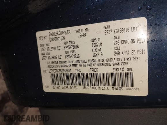 ✅ 2005 Dodge Dakota ST • VIN: 1D7HE28K85S147304 • Lot: 41202595. Wystawiony na IAAI z przebiegiem 209 017 mil. Bezpłatny archiwum sprzedaży aukcyjnych z USA i szczegółowy raport historii pojazdu na DreamBid. Zdjęcie 9.