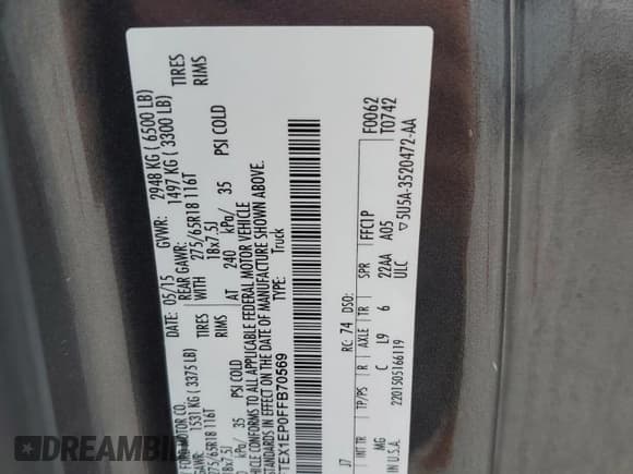 ✅ 2015 Ford F-150 XLT • VIN: 1FTEX1EP0FFB70569 • Lot: 57001665. Listed on Copart with 201,089 mi. Free auction sales archive from the USA and detailed vehicle history report at DreamBid. Image 12.