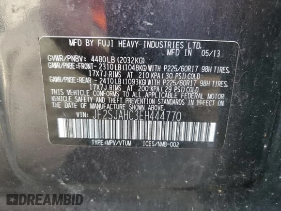 ✅ 2014 Subaru Forester Limited • VIN: JF2SJAHC3EH444770 • Lot: 90321525. Listed on Copart with 159,356 mi. Free auction sales archive from the USA and detailed vehicle history report at DreamBid. Image 13.