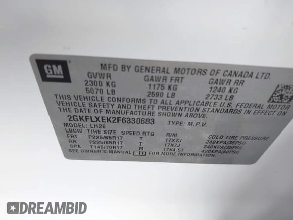 ✅ 2015 GMC Terrain SLT • VIN: 2GKFLXEK2F6330683 • Lot: 42443149. Listed on IAAI with 97,397 mi. Free auction sales archive from the USA and detailed vehicle history report at DreamBid. Image 9.