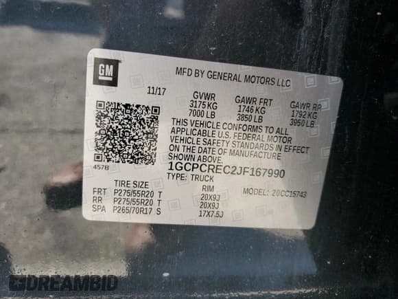 ✅ 2018 Chevrolet Silverado 1500 LT • VIN: 1GCPCREC2JF167990 • Lot: 84015985. Wystawiony na Copart z przebiegiem 118 826 mil. Bezpłatny archiwum sprzedaży aukcyjnych z USA i szczegółowy raport historii pojazdu na DreamBid. Zdjęcie 12.