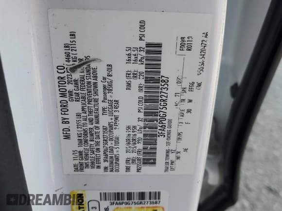 ✅ 2016 Ford Fusion S • VIN: 3FA6P0G75GR273587 • Lot: 80871425. Listed on Copart with 242,972 mi. Free auction sales archive from the USA and detailed vehicle history report at DreamBid. Image 13.