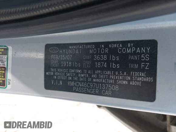 ✅ 2007 Hyundai Accent GLS • VIN: KMHCN46C97U137508 • Лот: 42693253. Опубликован ранее на IAAI с пробегом 65 191 миль. Бесплатный доступ к архиву аукционных продаж из США и подробный отчёт об истории автомобиля на DreamBid. Изображение 9.