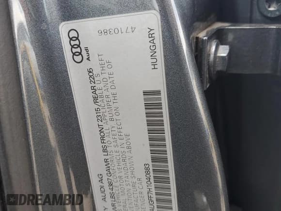 ✅ 2017 Audi A3 Premium • VIN: WAUAUGFF7H1040883 • Лот: 85934195. Опубликован ранее на Copart с пробегом 67 320 миль. Бесплатный доступ к архиву аукционных продаж из США и подробный отчёт об истории автомобиля на DreamBid. Изображение 12.