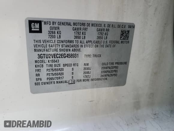 ✅ 2014 GMC Sierra 1500 SLT • VIN: 3GTU2VEC2EG458931 • Lot: 81602875. Wystawiony na Copart z przebiegiem 158 635 mil. Bezpłatny archiwum sprzedaży aukcyjnych z USA i szczegółowy raport historii pojazdu na DreamBid. Zdjęcie 12.