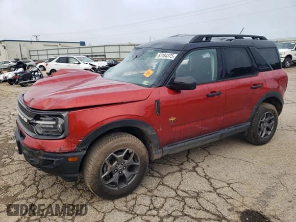 ✅ 2022 Ford Bronco Sport Badlands • VIN: 3FMCR9D98NRD72799 • Lot: 67184375. Listed on Copart with 53,802 mi. Free auction sales archive from the USA and detailed vehicle history report at DreamBid. Image 1.