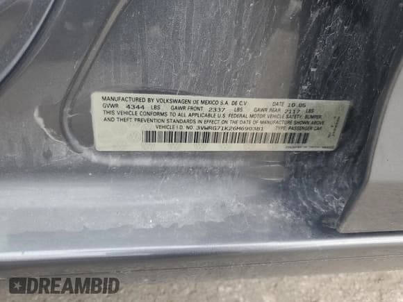 ✅ 2006 Volkswagen Jetta 2.5L • VIN: 3VWRG71K26M690381 • Лот: 85583905. Опубликован ранее на Copart с пробегом 175 865 миль. Бесплатный доступ к архиву аукционных продаж из США и подробный отчёт об истории автомобиля на DreamBid. Изображение 12.