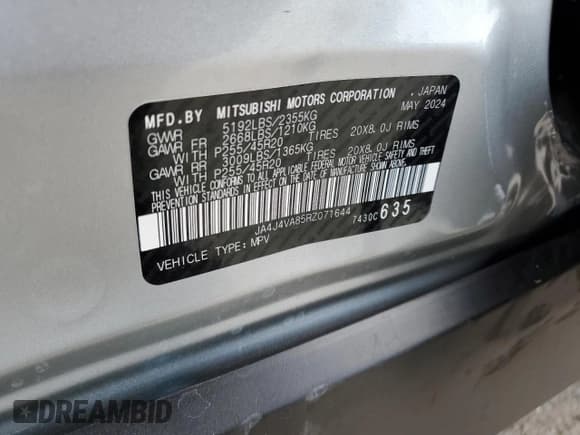 ✅ 2024 Mitsubishi Outlander SE • VIN: JA4J4VA85RZ071644 • Лот: 80278525. Опубликован ранее на Copart с пробегом 3 516 миль. Бесплатный доступ к архиву аукционных продаж из США и подробный отчёт об истории автомобиля на DreamBid. Изображение 13.