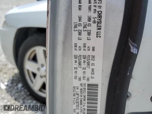 ✅ 2008 Jeep Compass Sport • VIN: 1J8FT47W18D735151 • Lot: 80169025. Listed on Copart with 214,904 mi. Free auction sales archive from the USA and detailed vehicle history report at DreamBid. Image 13.