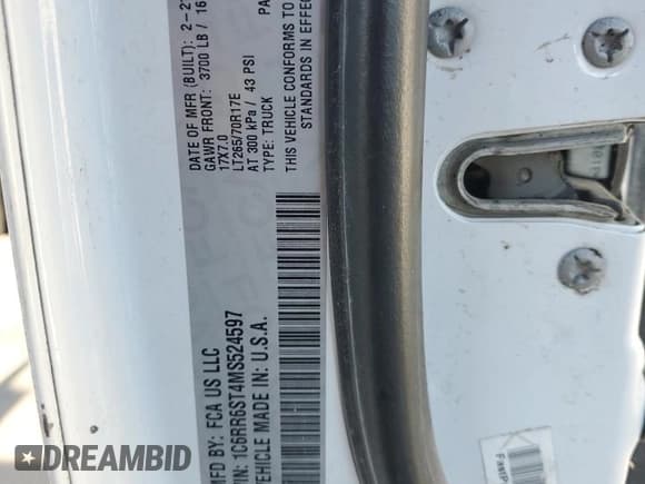 ✅ 2021 Ram 1500 Tradesman • VIN: 1C6RR6ST4MS524597 • Lot: 46264705. Listed on Copart with 44,149 mi. Free auction sales archive from the USA and detailed vehicle history report at DreamBid. Image 12.