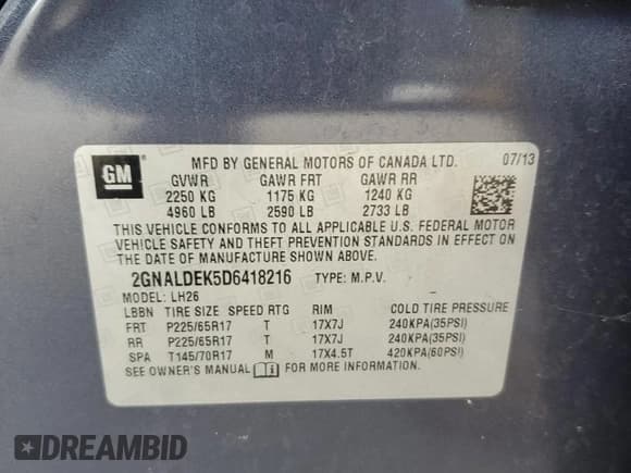 ✅ 2013 Chevrolet Equinox LT • VIN: 2GNALDEK5D6418216 • Лот: 74328984. Опубликован ранее на Copart с пробегом 146 288 миль. Бесплатный доступ к архиву аукционных продаж из США и подробный отчёт об истории автомобиля на DreamBid. Изображение 15.