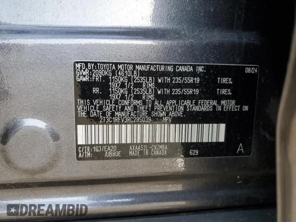 ✅ 2024 Toyota RAV4 XLE Premium • VIN: 2T3C1RFV3RC295039 • Lot: 90240855. Wystawiony na Copart z przebiegiem 14 983 mil. Bezpłatny archiwum sprzedaży aukcyjnych z USA i szczegółowy raport historii pojazdu na DreamBid. Zdjęcie 12.