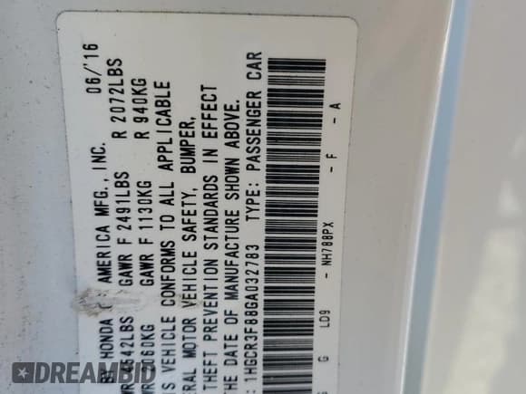 ✅ 2016 Honda Accord EX-L • VIN: 1HGCR3F88GA032783 • Лот: 90510915. Опубликован ранее на Copart с пробегом 115 017 миль. Бесплатный доступ к архиву аукционных продаж из США и подробный отчёт об истории автомобиля на DreamBid. Изображение 12.