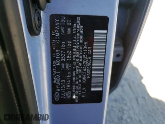 ✅ 2013 Hyundai Accent GLS • VIN: KMHCT4AE2DU541096 • Лот: 74633624. Опубликован ранее на Copart с пробегом 104 302 миль. Бесплатный доступ к архиву аукционных продаж из США и подробный отчёт об истории автомобиля на DreamBid. Изображение 12.