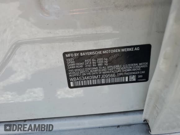 ✅ 2021 BMW 2 Series 228i • VIN: WBA53AK09M7J09566 • Lot: 70752635. Listed on Copart with 55,810 mi. Free auction sales archive from the USA and detailed vehicle history report at DreamBid. Image 12.